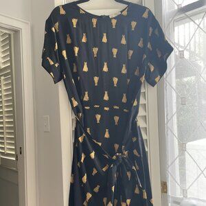 SEA New York, Black Leopard Faux Wrap Dress, Size 6